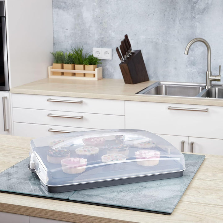 Grizzly Blechkuchen-Transportbox mit Klick-Verschluss, 50 x 38 x 11,5 cm, Kuchen-Transportbox rechte
