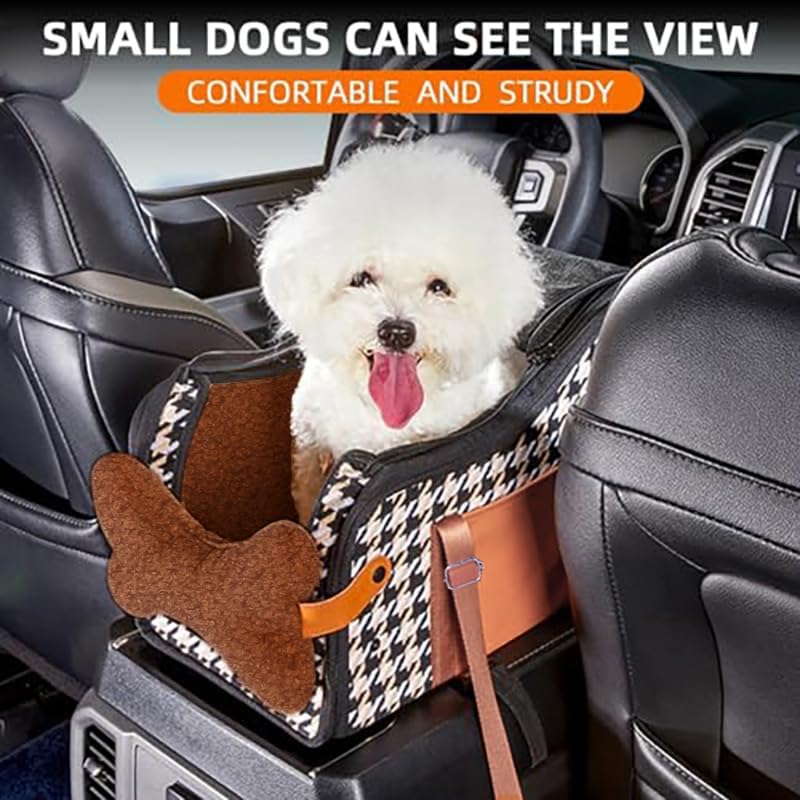 Amoilly Hundeautositz, Mittelkonsole Welpen-Autositz, Katzenerhöhung für Auto, schmutzabweisende, tr