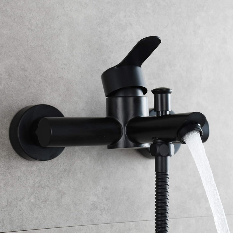 Tecmolog Badarmaturen Einhand Brausebatterie Edelstahl Badewanne Wasserhahn Duscharmatur Schwarz Auf