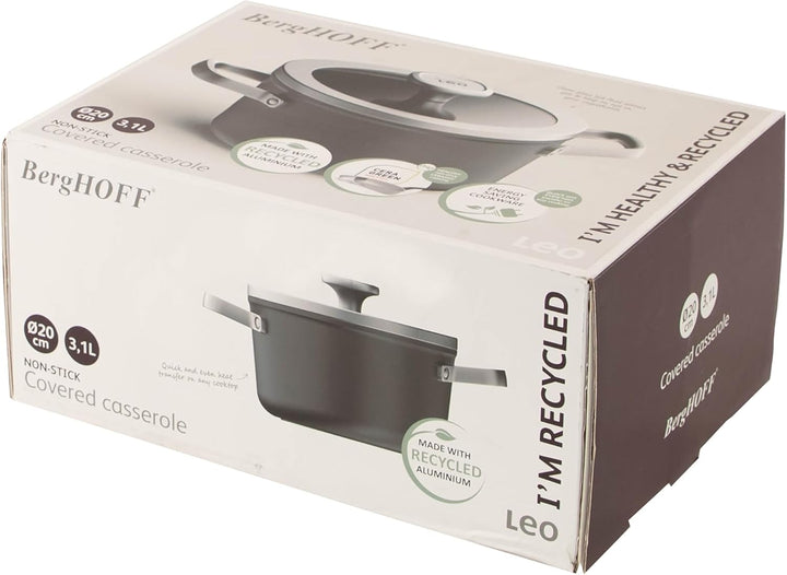 BergHOFF Leo Graphite Kochtopf + Deckel (20cm) - Topf induktion - Suppentopf für alle Herdarten geei