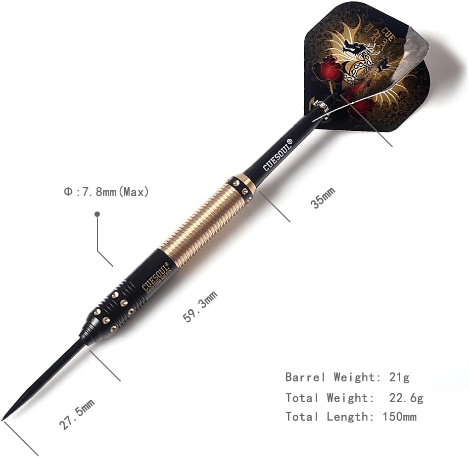 CUESOUL Dragon Deluxe Messing Steel Dartpfeile, 21 Gramm F2305 21 Grams, F2305 21 Grams