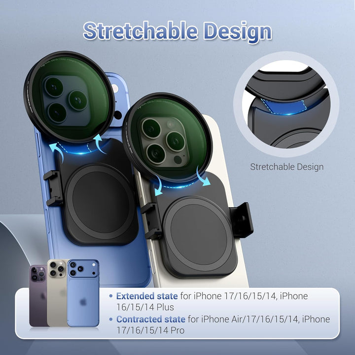 JJC 67 mm magnetischer Handy-Objektivfilter-Adapter mit 67 mm CPL-Filter für iPhone 14/15/16/17, 14/