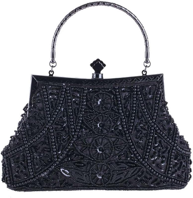 LUMoony 1Pcs Ausgefallene Antik Perlen Pailletten Abend Handtasche Damen Hochzeit Prom Bag Bridal Da