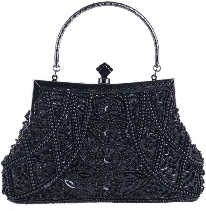 LUMoony 1Pcs Ausgefallene Antik Perlen Pailletten Abend Handtasche Damen Hochzeit Prom Bag Bridal Da