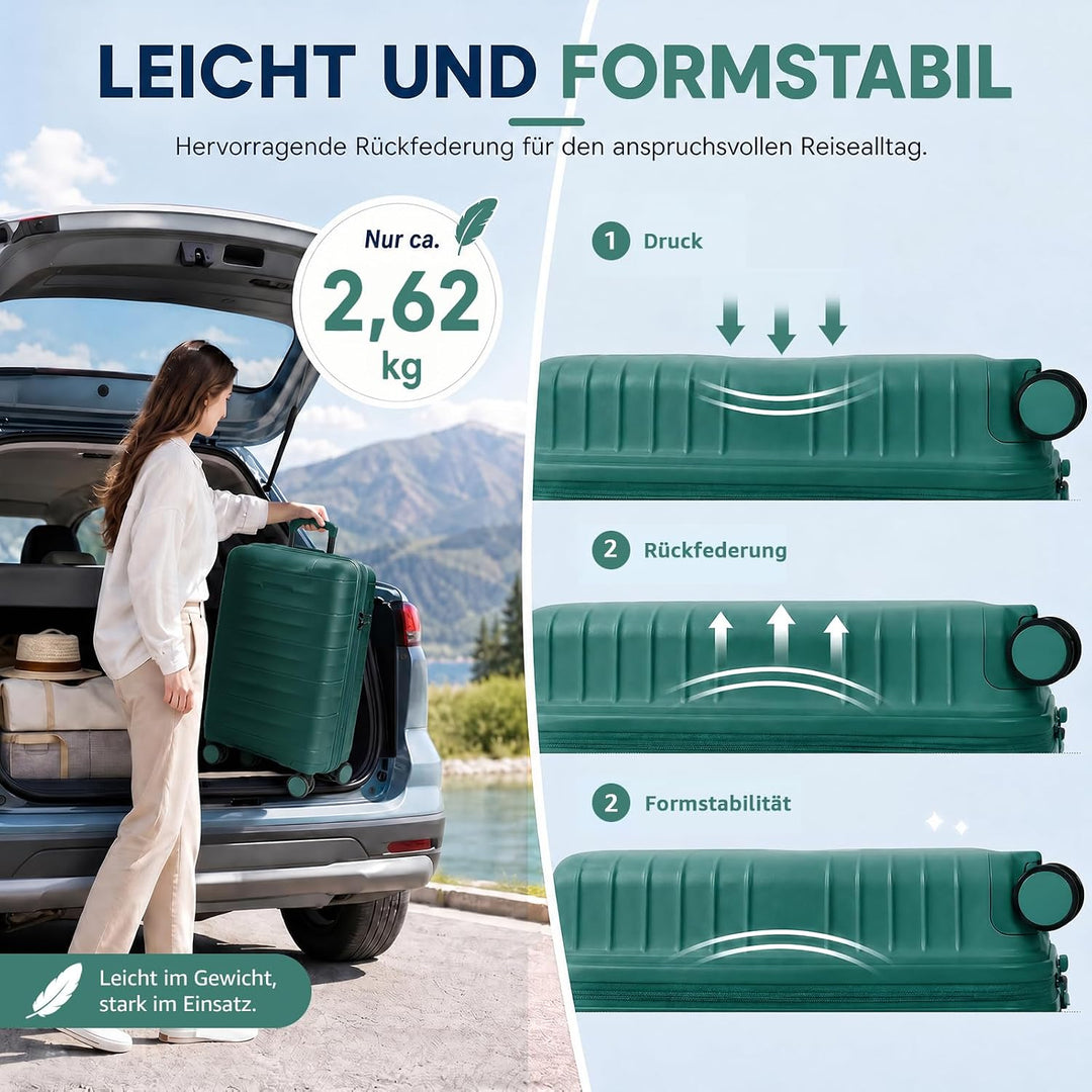 Mariner Koffer Set S+L - Recycelbare PP-Hartschale, vielseitig &amp; robust, leise Doppelrollen, charakt