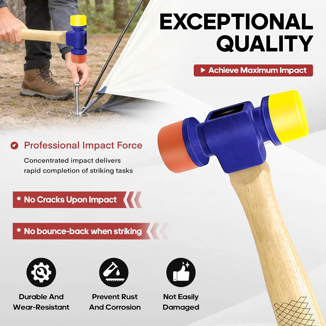 C&amp;T Gummihammer Klein 12oz - Hammer Klein 35mm | Doppelseitig 70°TPU+60°TPE| Rutschfester Hickory-Ho