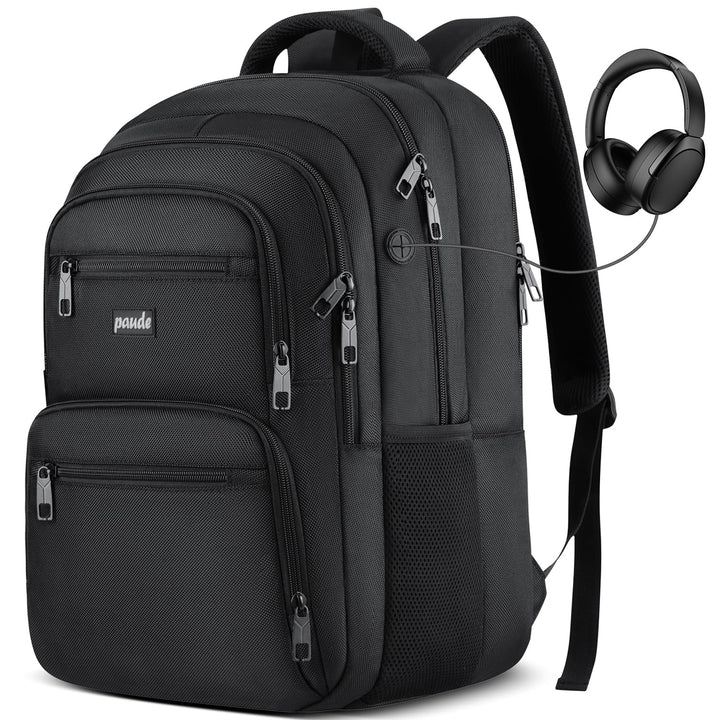 Paude Schwarz Rucksack, Laptop Schulrucksack für Teenager Erwachsene, Grosse Tasche Rucksack für Hig
