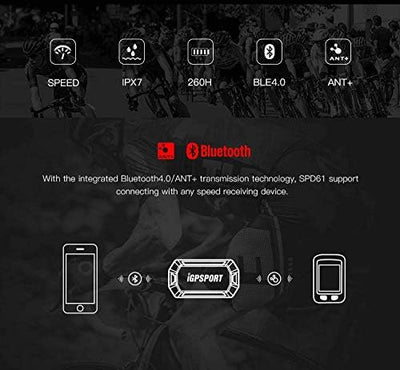 iGPSPORT Geschwindigkeitssensor ANT + und Bluetooth Wireless für Fahrradcomputer, iPhone Android