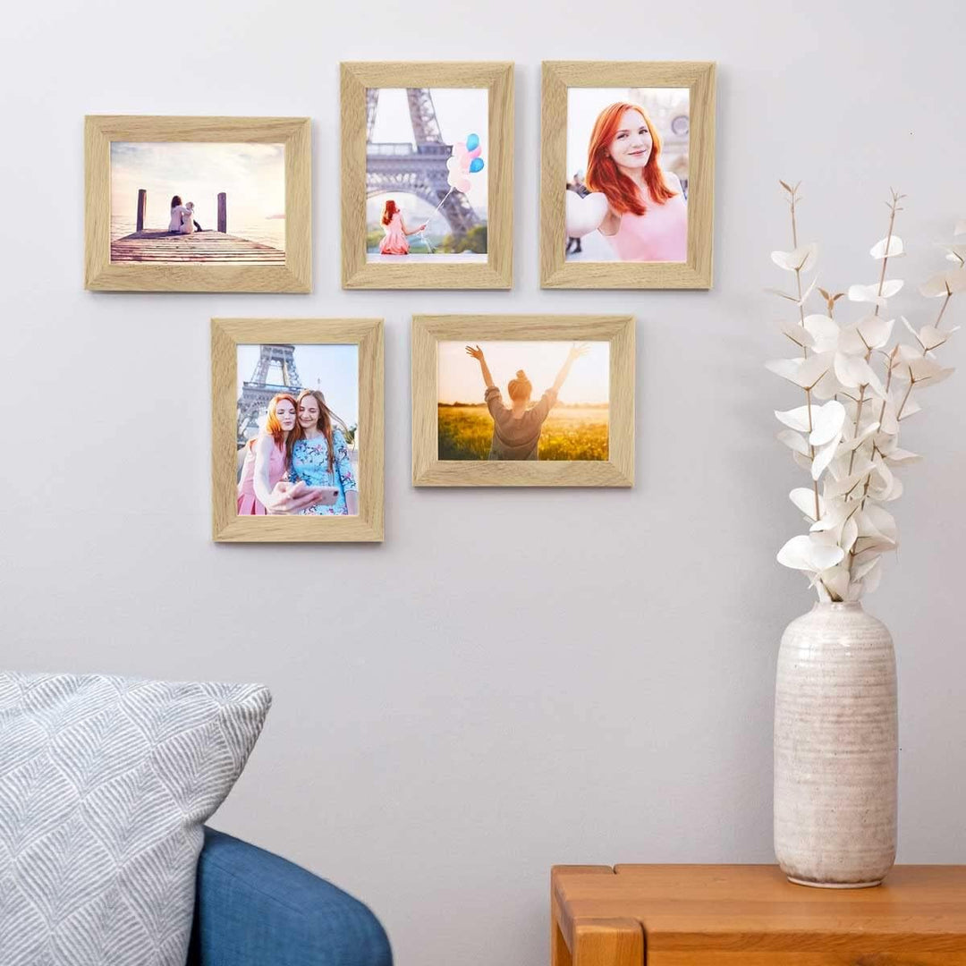 PHOTOLINI Bilderrahmen 13x18 Holz Eiche, 10er Set breite Bilderrahmen 18x13, Fotorahmen 13 x 18 Holz