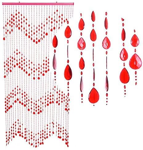 HAB & GUT -DV0173- Türvorhang KLUNKER, ROT, 90 x 200 cm Perlenvorhang, Rot