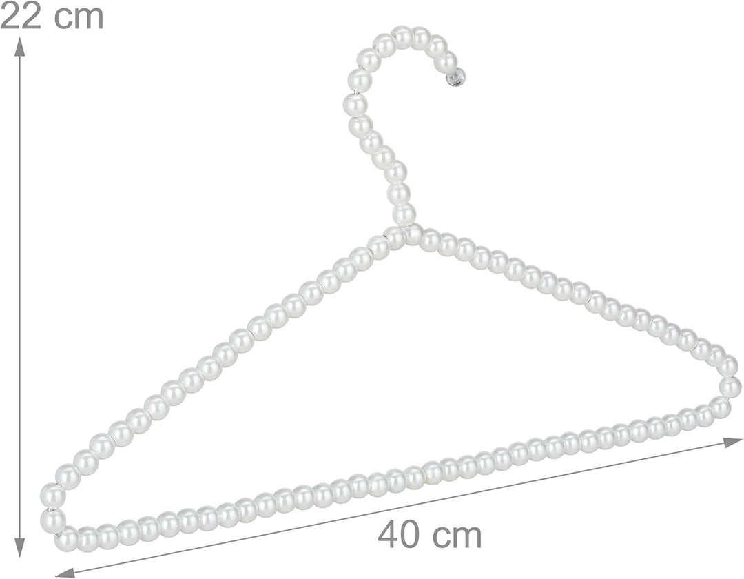 Relaxdays Kleiderbügel mit Perlen, 10er Set, Shirt, Bluse, Stange für Hosen & Röcke, 40 cm, Kunststo
