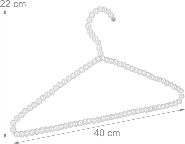 Relaxdays Kleiderbügel mit Perlen, 10er Set, Shirt, Bluse, Stange für Hosen & Röcke, 40 cm, Kunststo