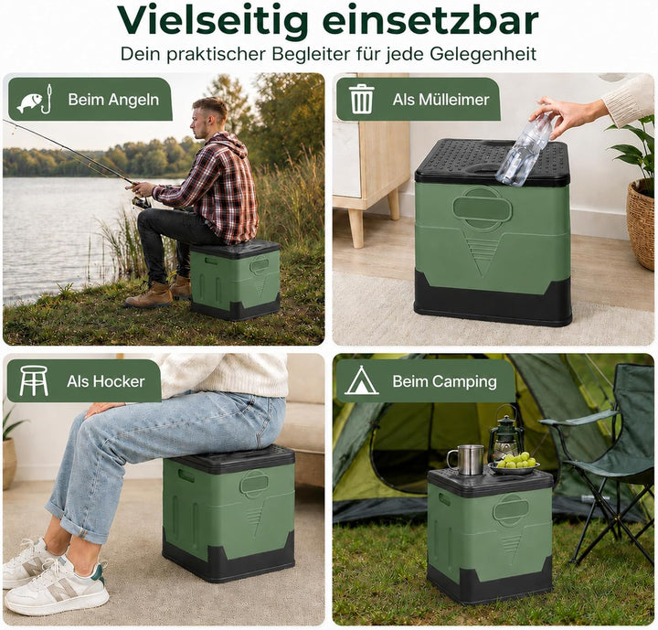 Tragbares Klapptoiletten-Set, 25 L Gross, Maximale Tragung 150KG, 24 Beutel Müllbeutel,Transporttasc