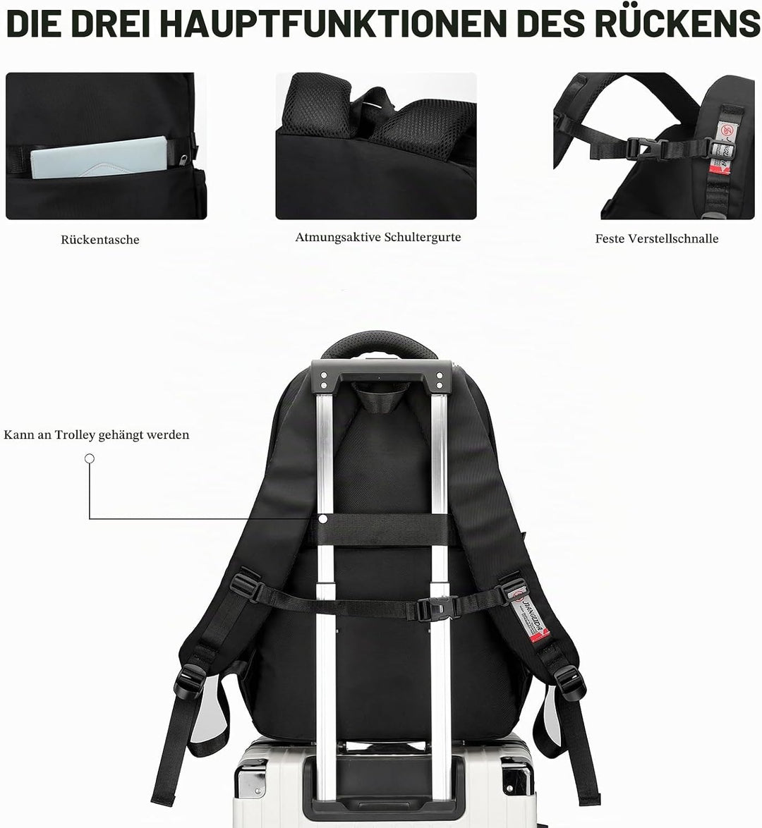 JANSBEN Wasserdichter Schulrucksack für Teenager Jungen und Mädchen, Mehrfachfach Design für Schule