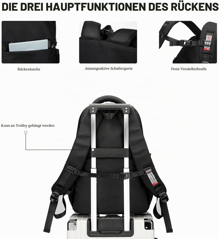 JANSBEN Wasserdichter Schulrucksack für Teenager Jungen und Mädchen, Mehrfachfach Design für Schule