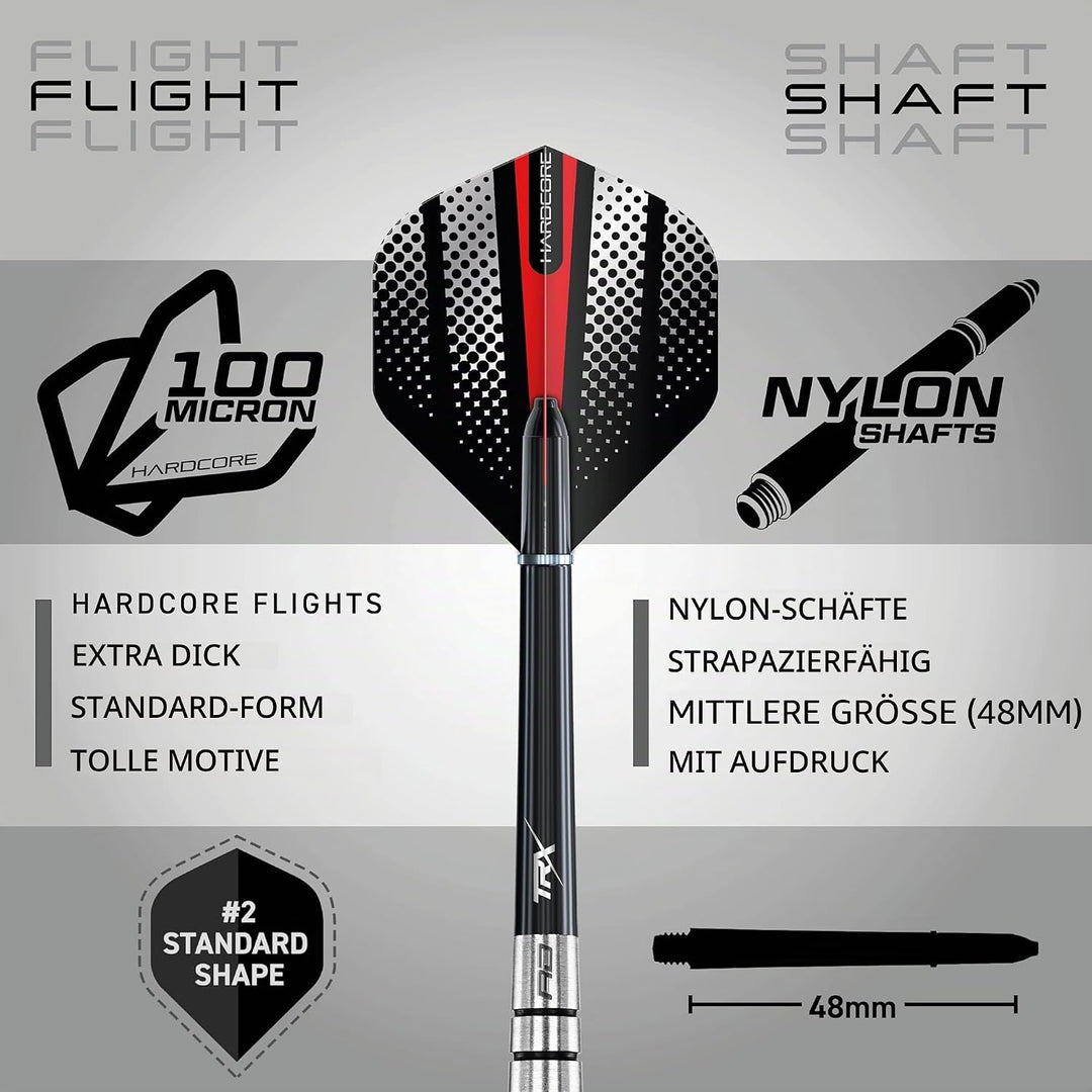RED DRAGON Sidewinders 25g, 27g or 30g Flightmaster Tungsten Darts Set mit Flights und Schäfte 30.0