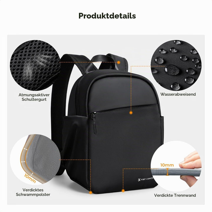 K&amp;F CONCEPT Täglicher Kamerarucksack, Fotorucksack Klein Tragbar mit Verstellbarem Schultergurt für