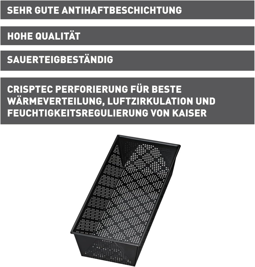 Original Kaiser Inspiration Brotbackform perforiert 35 cm, Backform für 1500g Brote, Kastenform Kuch