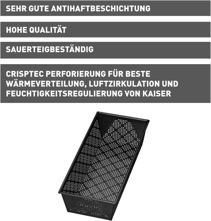 Original Kaiser Inspiration Brotbackform perforiert 35 cm, Backform für 1500g Brote, Kastenform Kuch