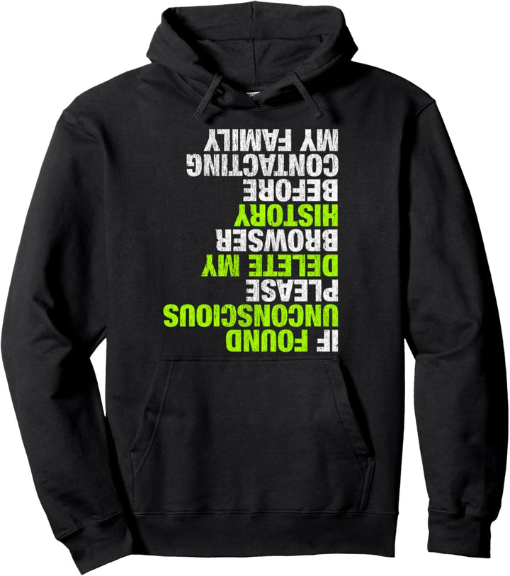 Funny Skateboarder Design DELETE MY HISTORY Pullover Hoodie