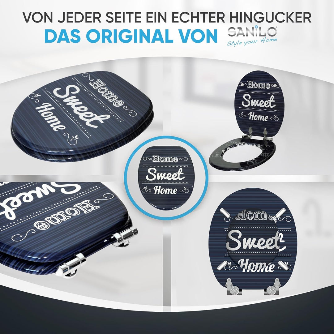 Sanilo WC Sitz mit Absenkautomatik, viele schöne schwarze Toilettendeckel zur Auswahl, hochwertige u