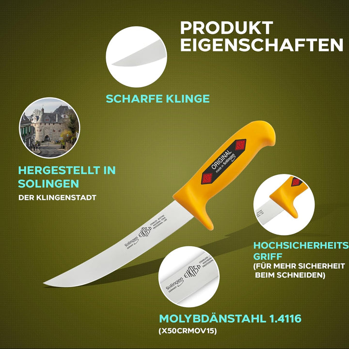 EIKASO Solingen Schlachterset Ausbeiner Set mit Profitect Griff für mehr Sicherheit beim Schneiden f