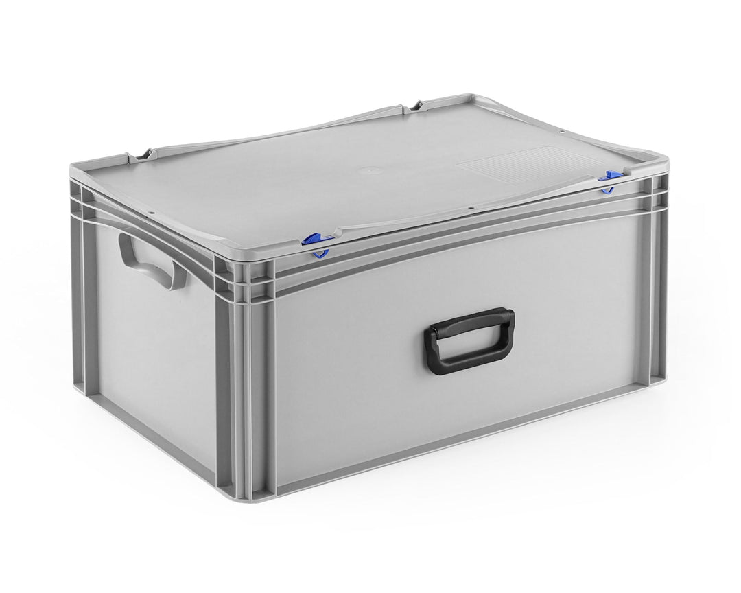 DIE BOX FABRIK Robuster Eurobehälter mit Tragegriff & Scharnierdeckel | Stapelbarer Kunststoffkoffer