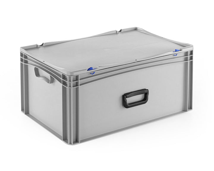 DIE BOX FABRIK Robuster Eurobehälter mit Tragegriff & Scharnierdeckel | Stapelbarer Kunststoffkoffer