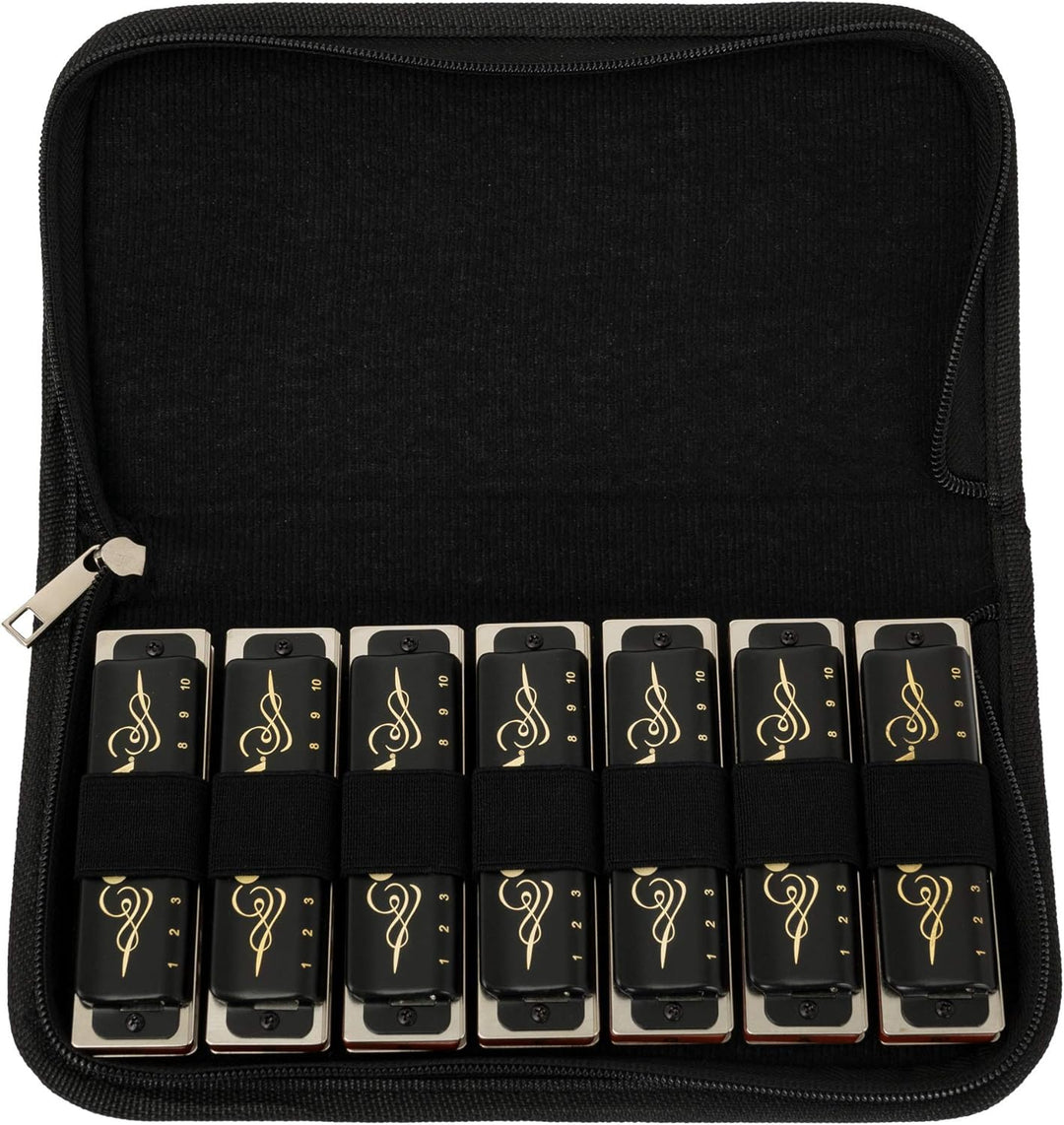 CASCHA Mundharmonika Pro Set 7 Tonarten C - D - E - F - G - A - Bb für Anfänger u. Fortgeschrittene