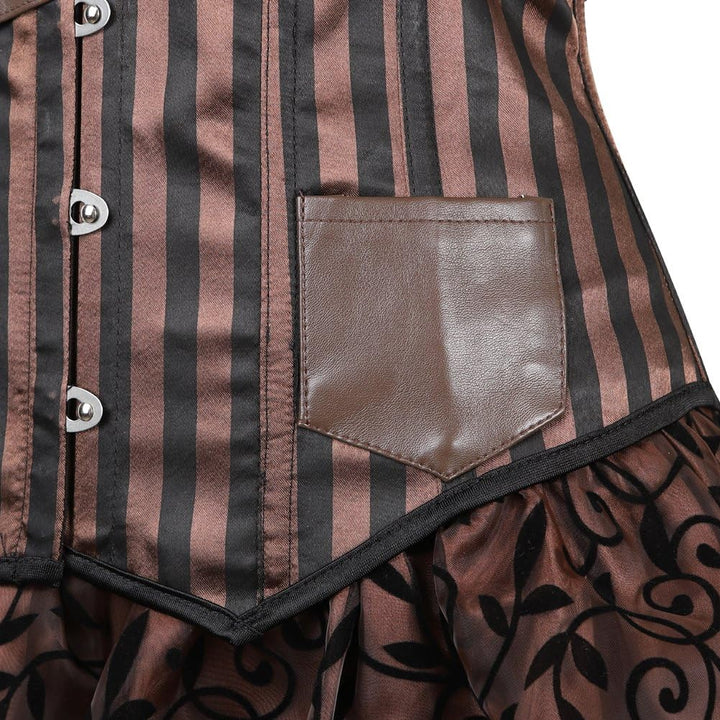 Jutrisujo steampunk unterbrust leder corsage Braun korsett Kleid Corsagenkleid piraten rock burlesqu