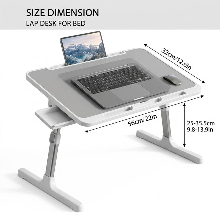 Klappbarer Laptop-Tisch für das Bett, höhen- und neigungsverstellbar, mit Schublade, Lap Stopper, Ta