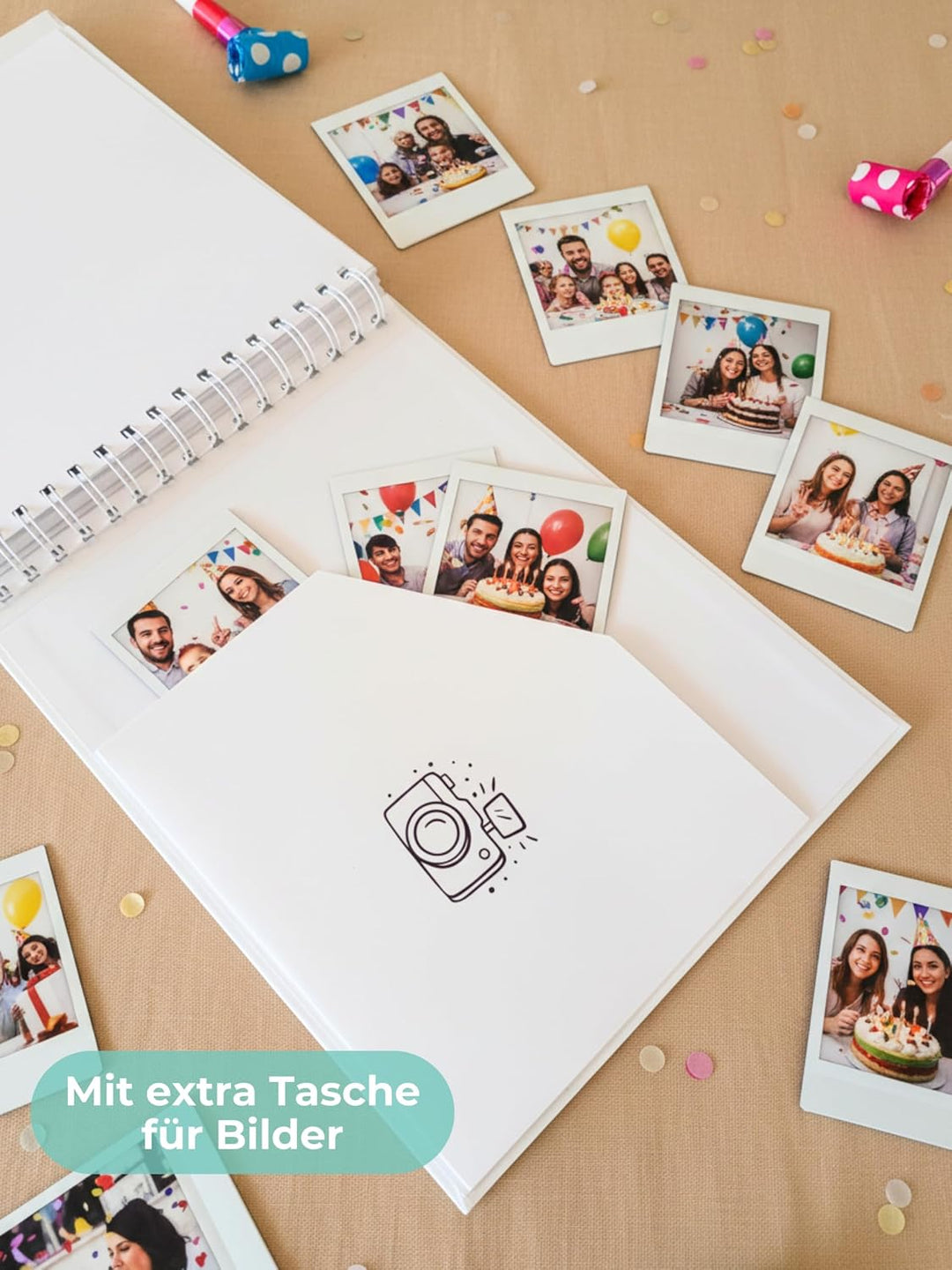 Gästebuch Geburtstag mit Fragen &amp; Blankoseiten zum Ausfüllen, Sticker, Weiss | für 18 30 40 50 60 70