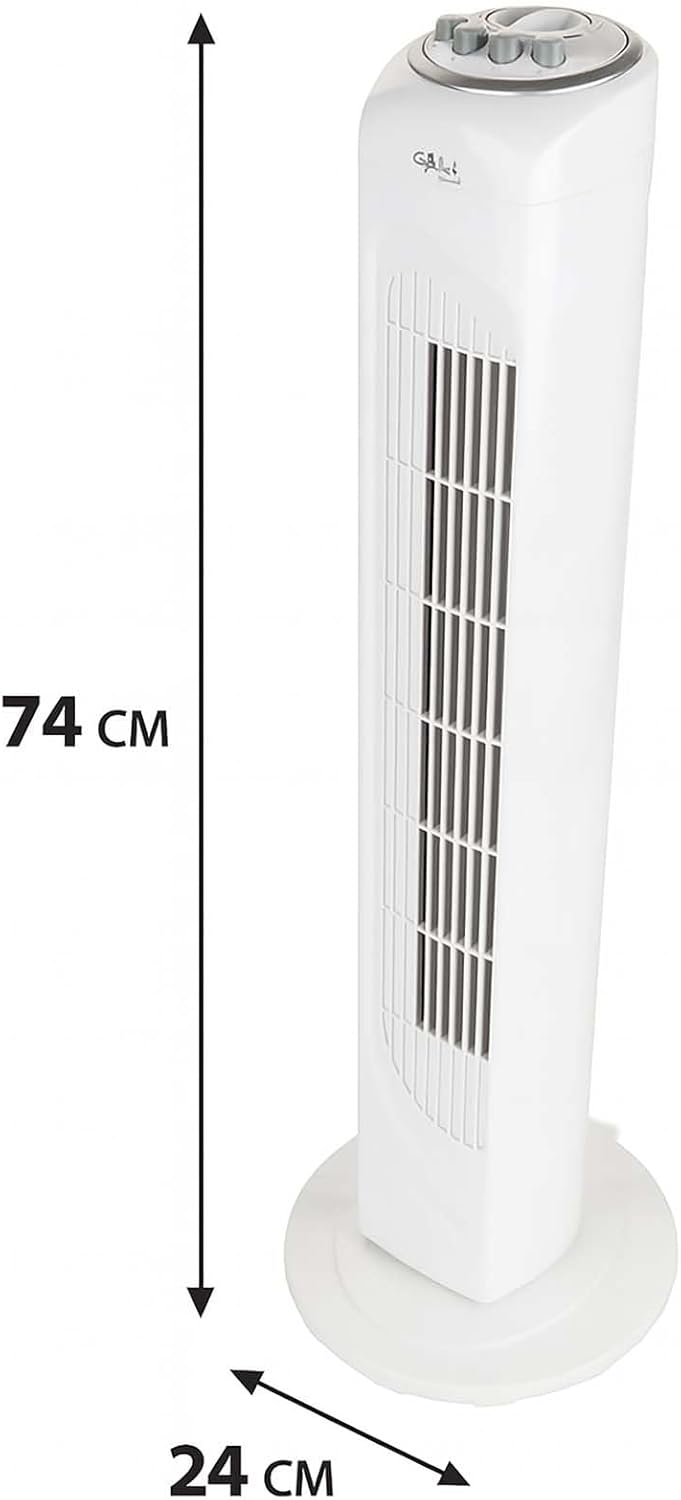 BURI Turmventilator | 74cm Höhe | 3 Geschwindigkeiten | Leise 54dB | Timer 120 Min | Oscillation | W