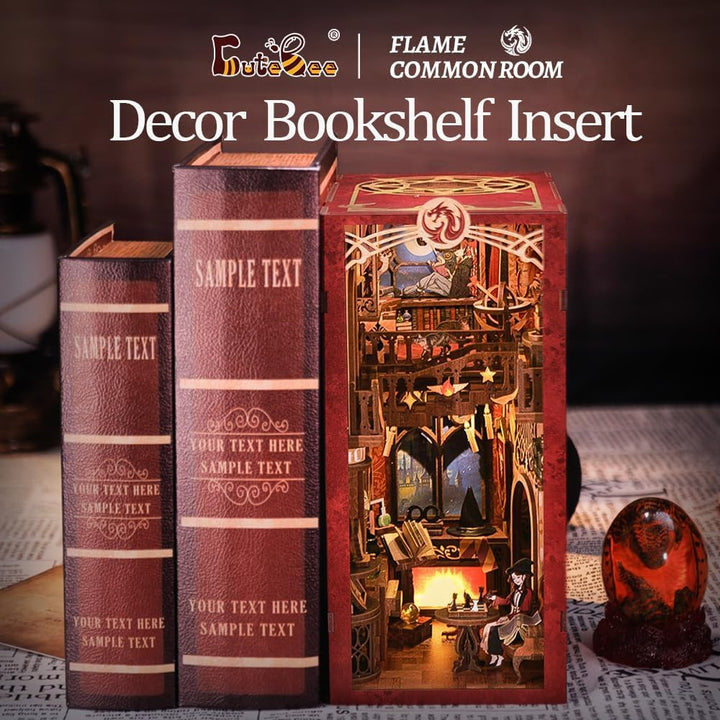 CUTEBEE Book Nook Kit mit Staubschutzhülle–DIY Puppenhäuser Miniatur Haus Kit mit LED-Licht,Booknook