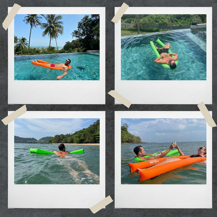 Floaty® Net Bed, Wasserhängematte & Transport Bauchtasche, aufblasbare Pool Luftmatratze mit Liegene