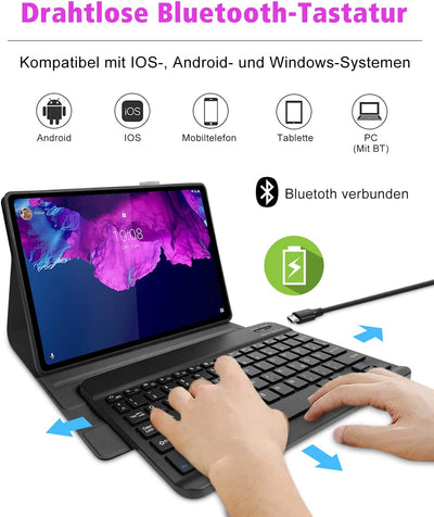 Yeegnar Tastatur Hülle für Lenovo Tab P11 2021 / P11 Plus 2021 TB-J606/TB-J607 Deutsches QWERTZ Blue