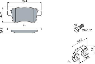 Bosch BP1221 Bremsbeläge - Hinterachse - ECE-R90 Zertifizierung - vier Bremsbeläge pro Set