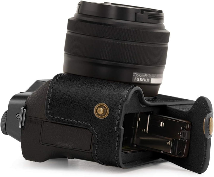 MegaGear MG1885 Ever Ready Kameratasche aus Echtleder, für Fujifilm X-T200, Schwarz, Schwarz