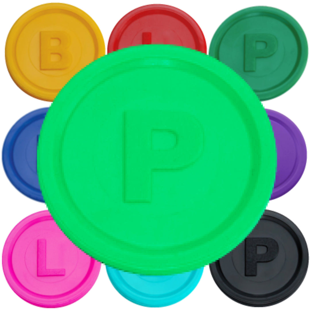 SCHWABMARKEN 1000 Pfandmarken, Chips, Token Farbe Neon-Grün P, Neon-grün P
