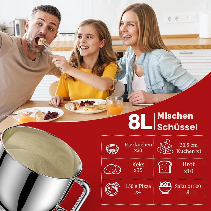 Zuccie küchenmaschine 1500W 8L Knetmaschine 6 Geschwindigkeit Fermentationsfunktion+LCD knetmaschine