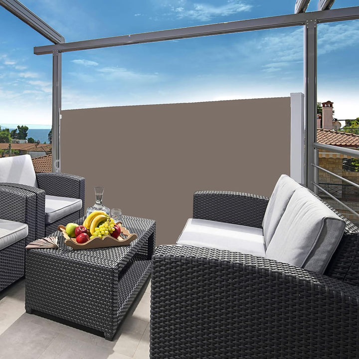 Seitenmarkise,Sonnenschutz Markise Brau,160 x 300 cm Sichtschutz für Balkon, Garten, Terrasse Brau 1
