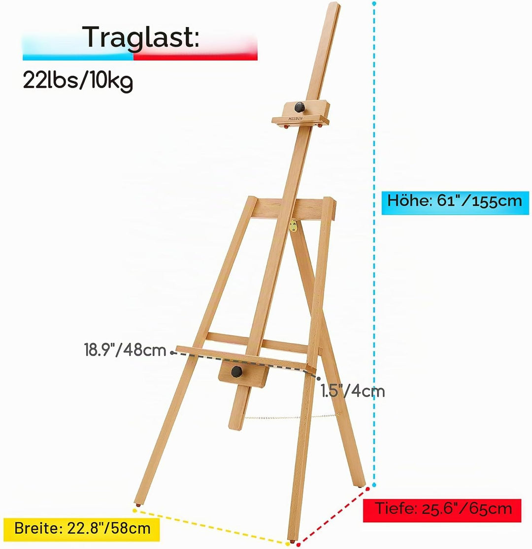 MEEDEN Kunst Malstaffelei: Staffelei aus massivem Buchenholz für Leinwände bis zu 109 cm – Künstlers