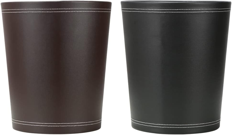 KINGFOM™ Klassisch Leder Papierkorb für Büro/Badezimmer/küche/Schlafzimmer (Braun), Braun