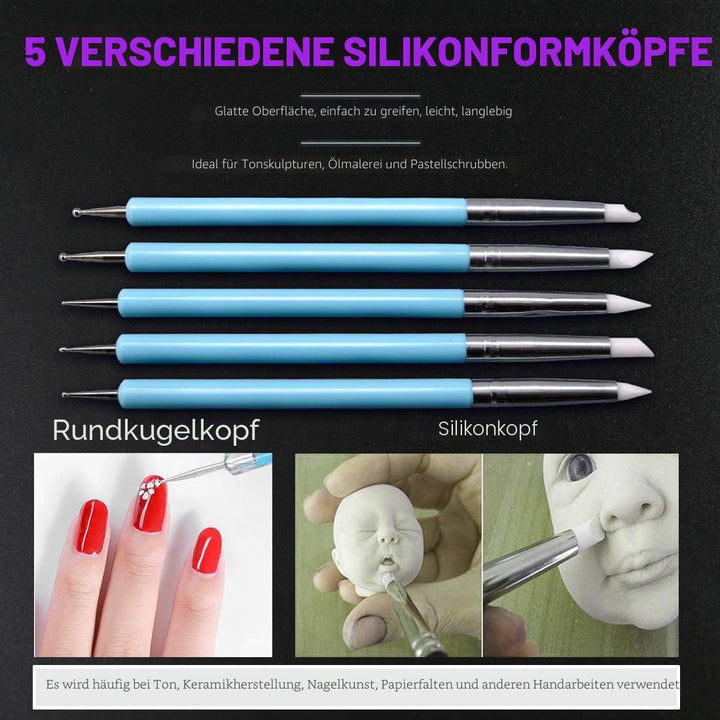 Swpeet Modelliermasse Modellierwerkzeug-Set, Malpinsel, Holz-Punktierwerkzeuge, Ball-Stylus-Werkzeug