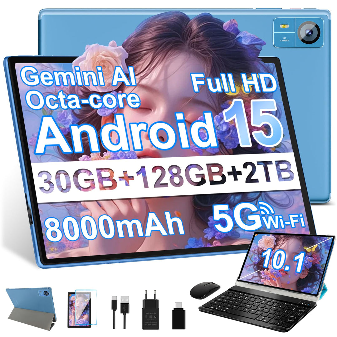 Tablet 10.1 Zoll Android 15 Tablet 【30 GB RAM + 128 GB ROM+2TB】【Gemini AI】, Widevine L1, Octa Core,