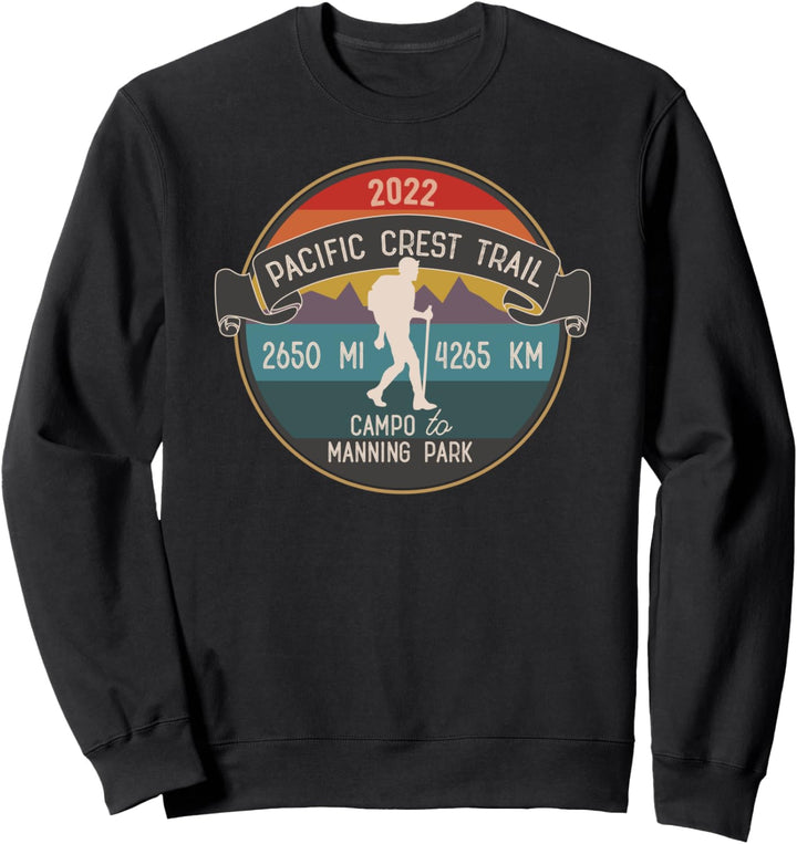 PCT Wanderausrüstung 2022 Pacific Northwest Wanderer Retro Sonnenuntergang Sweatshirt