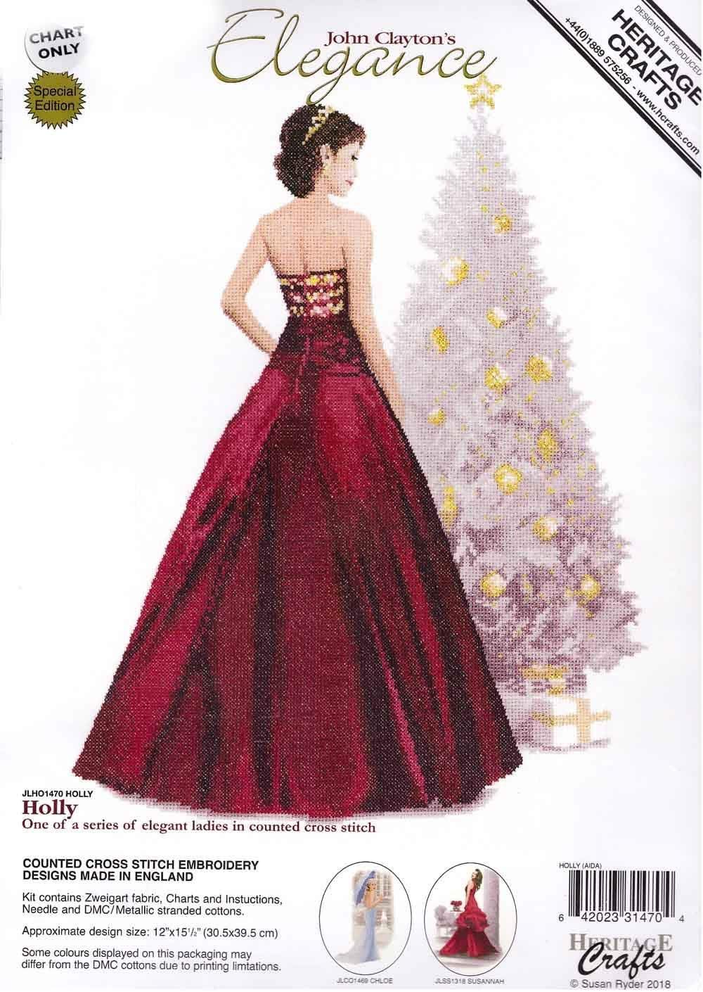 Heritage Kreuzstich Set Aida "Holly (A)", Zählmuster, JLHO1470-A, 30,5x39,5cm