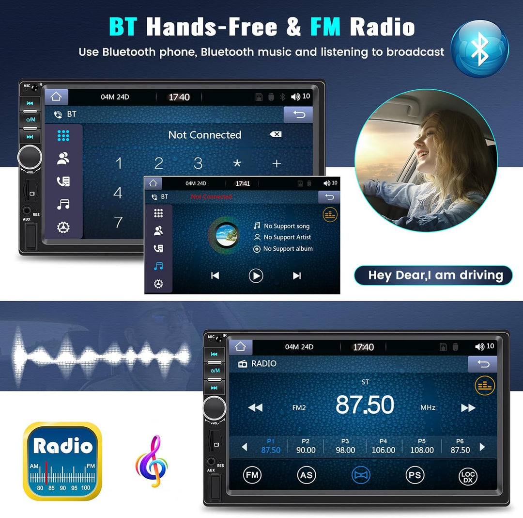 CAMECHO 2 Din CarPlay Autoradio mit Apple CarPlay Android Auto, 7 Zoll Touch Bildschirm Auto Radio m
