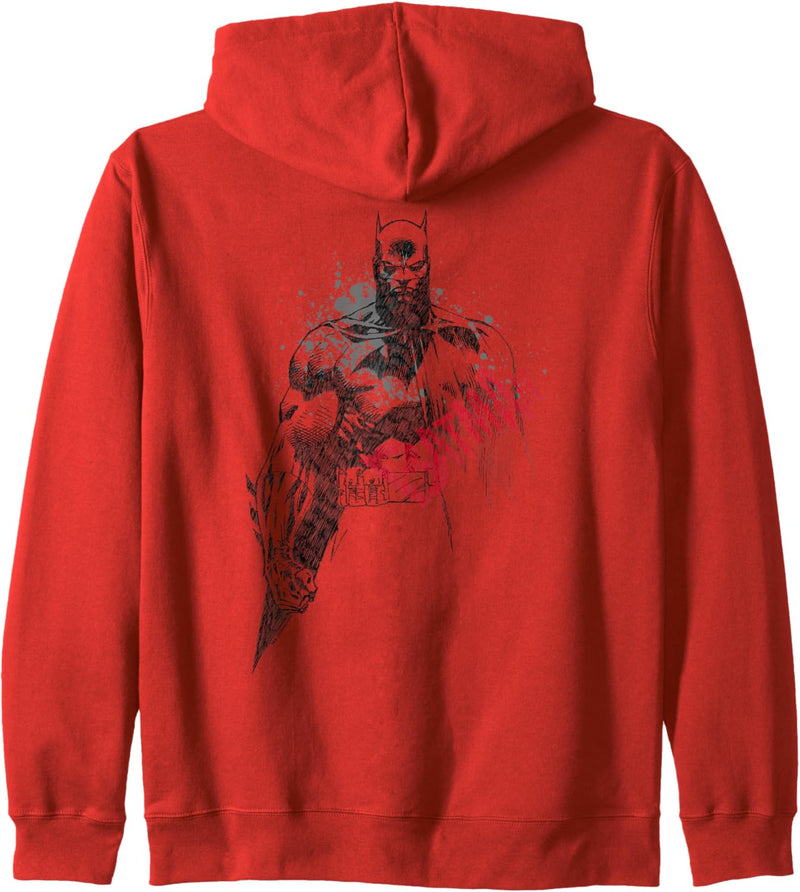 Batman Sketch Bat Red Logo Kapuzenjacke