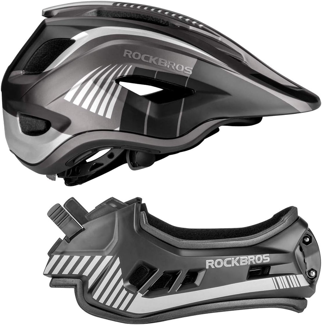 ROCKBROS Kinderhelm Integriert Fahrradhelm Kinder Jugend Fullface Helm mit Abnehmbarem Kinnschutz BM
